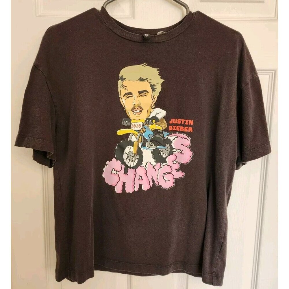Justin Bieber Tee T-Shirt Changes Dirtbike 2020 Black Logo Pop Music Small